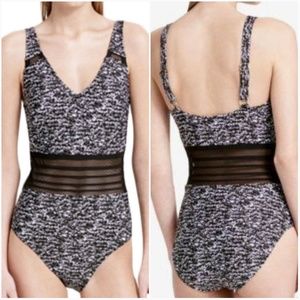 Calvin Klein Mesh Inset Waist One Piece Swim Suit